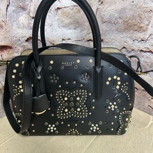 Radley London Black and Gold Studded Satchel